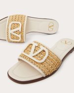 VLOGO SIGNATURE WOVEN RAFFIA SLIDE SANDAL 80MM - Image 3